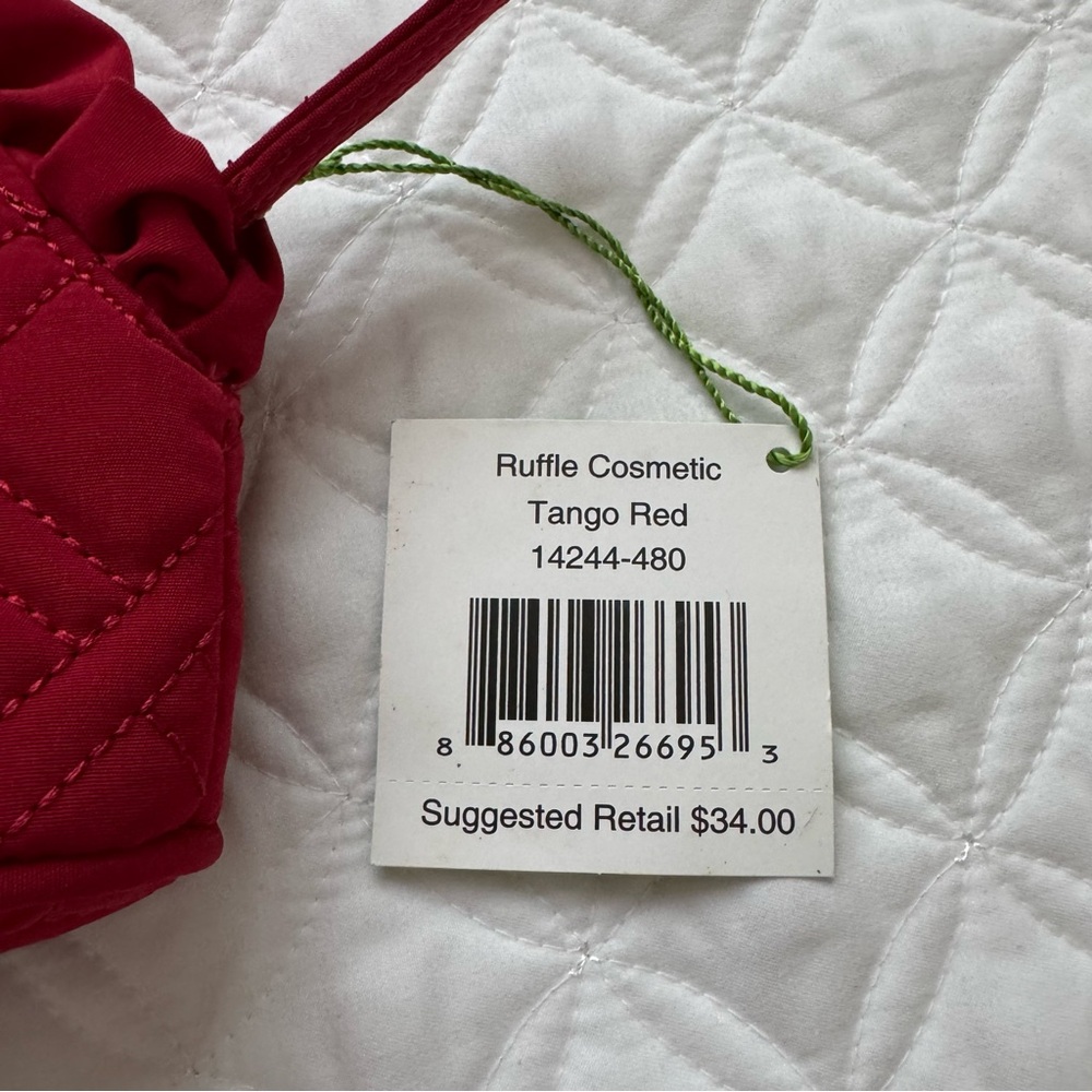 NWT Vera Bradley Ruffle Cosmetic Makeup Bag - Tango Red - Picture 7 of 8